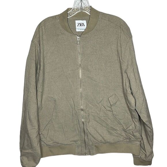 Zara Olive Green Zip Up Bomber Jacket. Size XL. - Picture 1 of 8